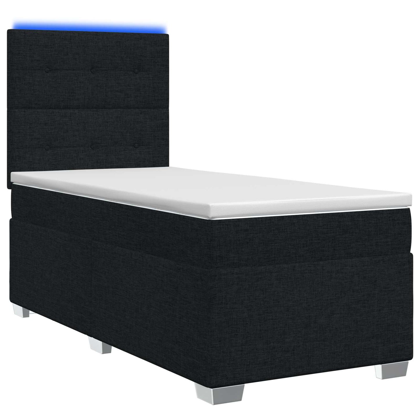 Boxmadras med topmadras med hovedgærde Sort 100 x 200 cm Stof