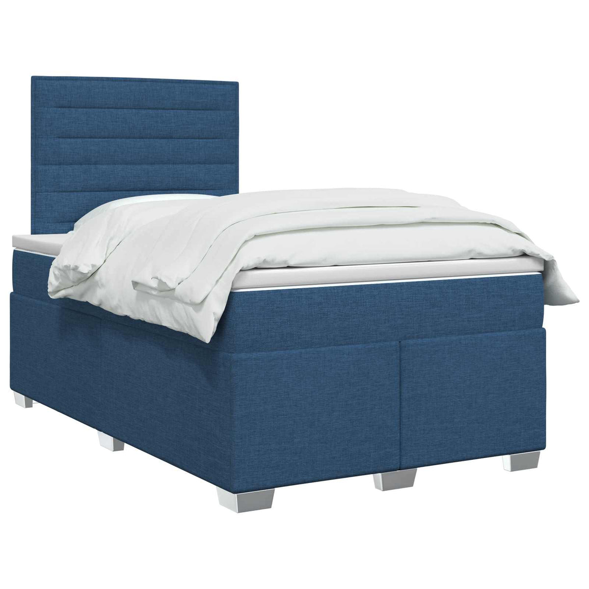 Boxmadras med topmadras med hovedgærde Blå 120 x 190 cm Stof