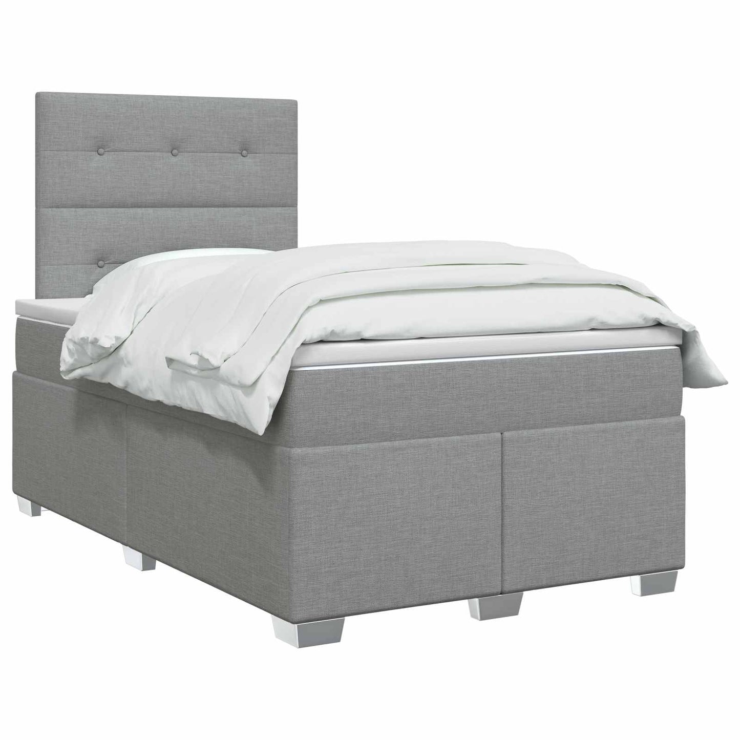Boxmadras med topmadras Lysegrå 120 x 190 cm Stof