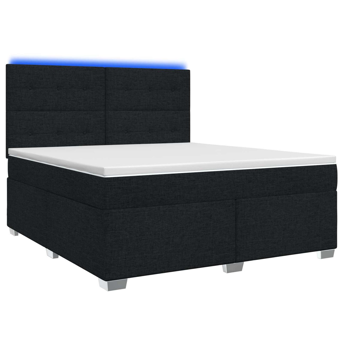 Boxmadras med topmadras med hovedgærde Sort 140 x 190 cm Stof