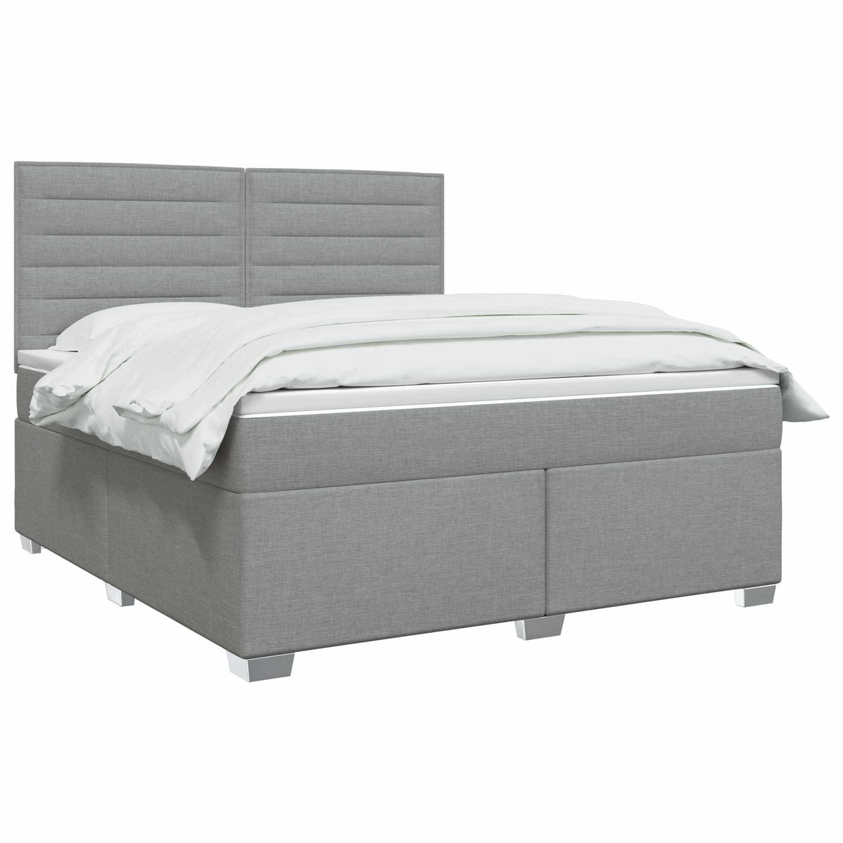 Boxmadras med topmadras Lysegrå 160 x 200 cm Stof