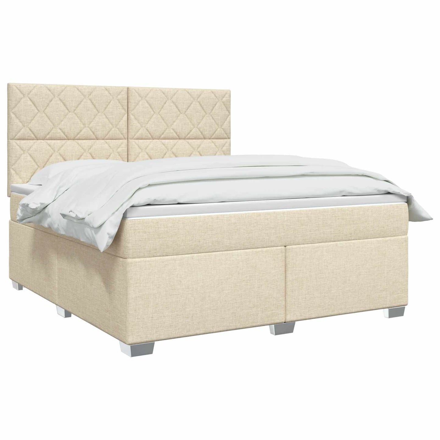 Boxmadras med topmadras Cremefarvet 160 x 200 cm Stof