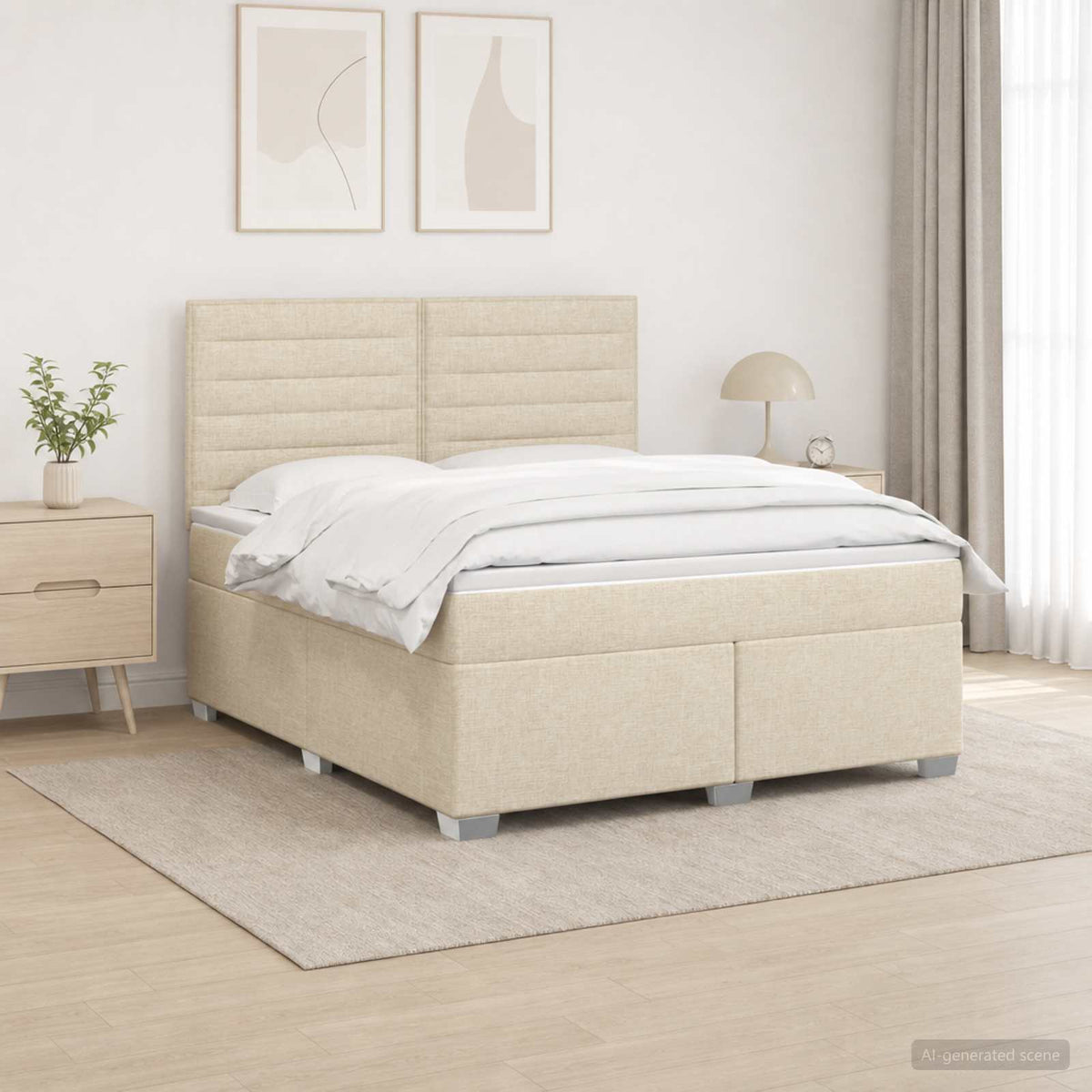 Boxmadras med topmadras Cremefarvet 140 x 190 cm Stof