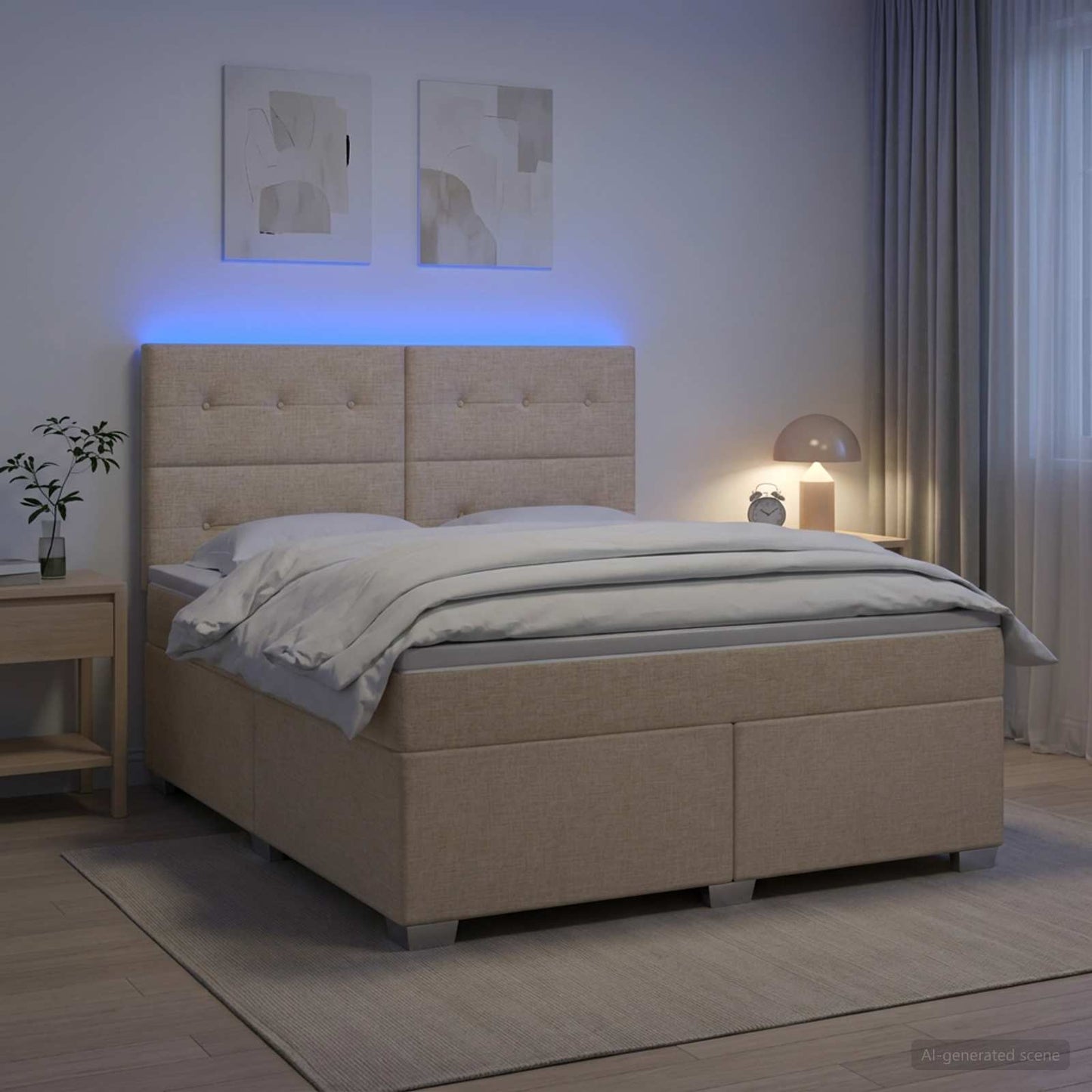 Boxmadras med topmadras Cremefarvet 160 x 200 cm Stof