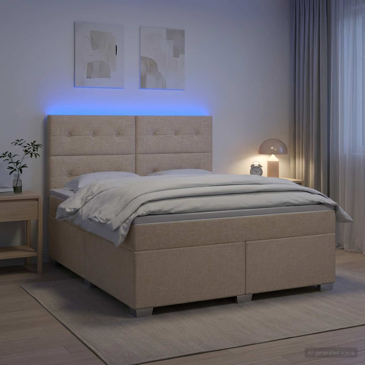 Boxmadras med topmadras Cremefarvet 180 x 200 cm Stof