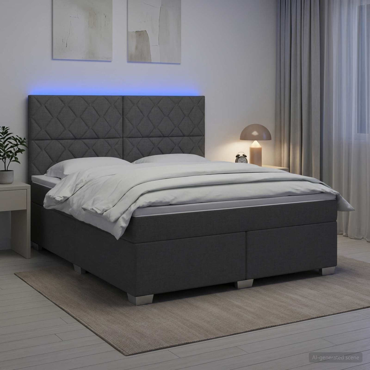 Boxmadras med topmadras Mørkegrå 160 x 200 cm Stof