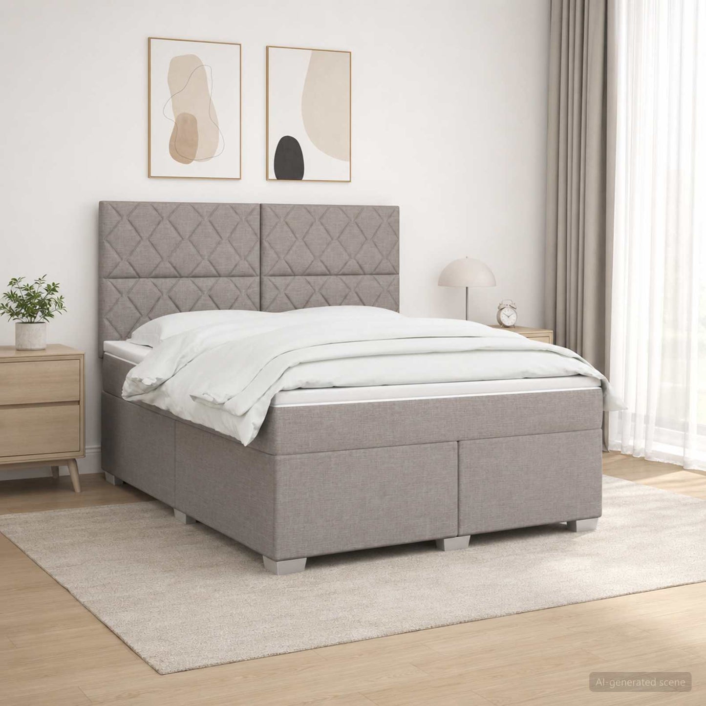 Boxmadras med topmadras Gråbrun 140 x 190 cm Stof