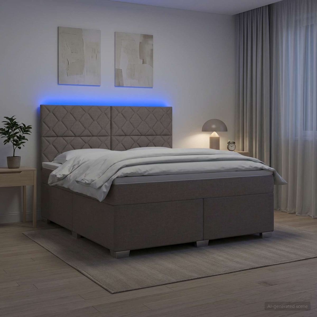 Boxmadras med topmadras Gråbrun 140 x 200 cm Stof