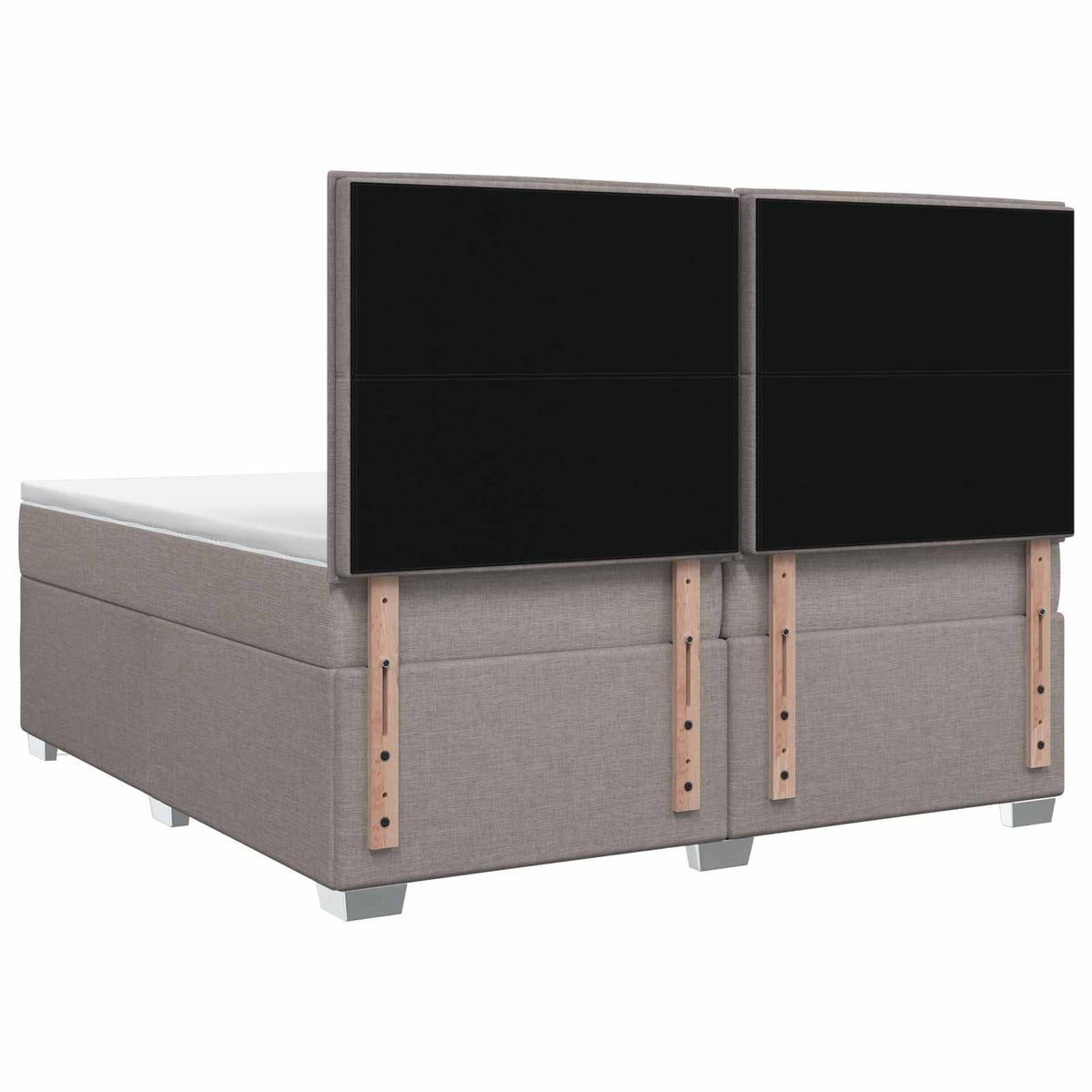 Boxmadras med topmadras Gråbrun 200 x 200 cm Stof