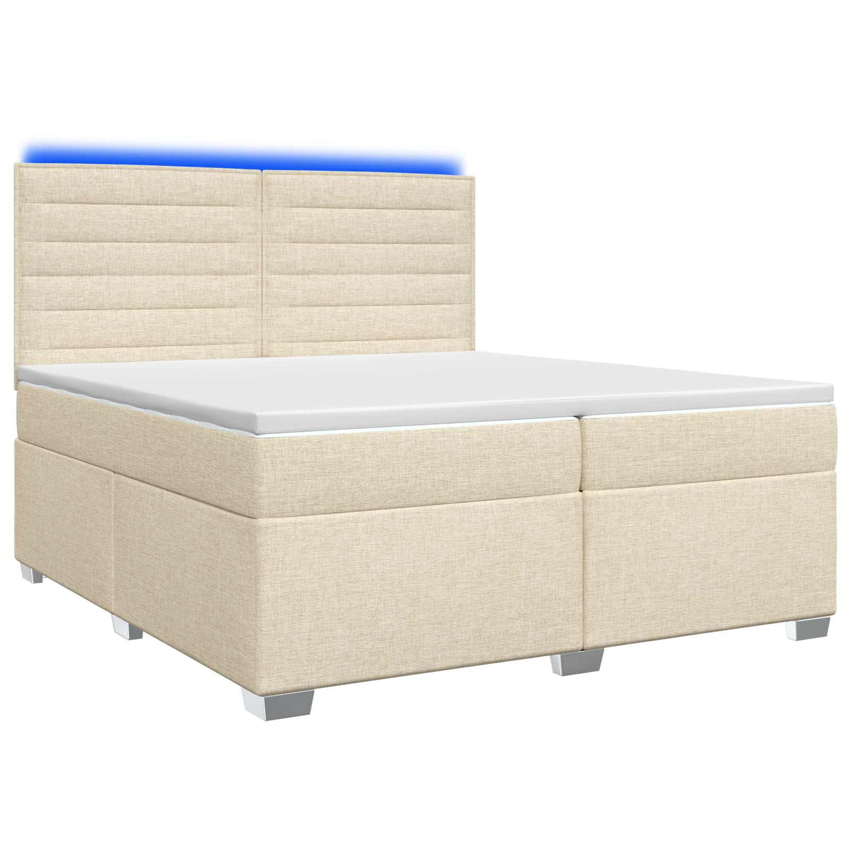 Boxmadras med topmadras Cremefarvet 200 x 200 cm Stof