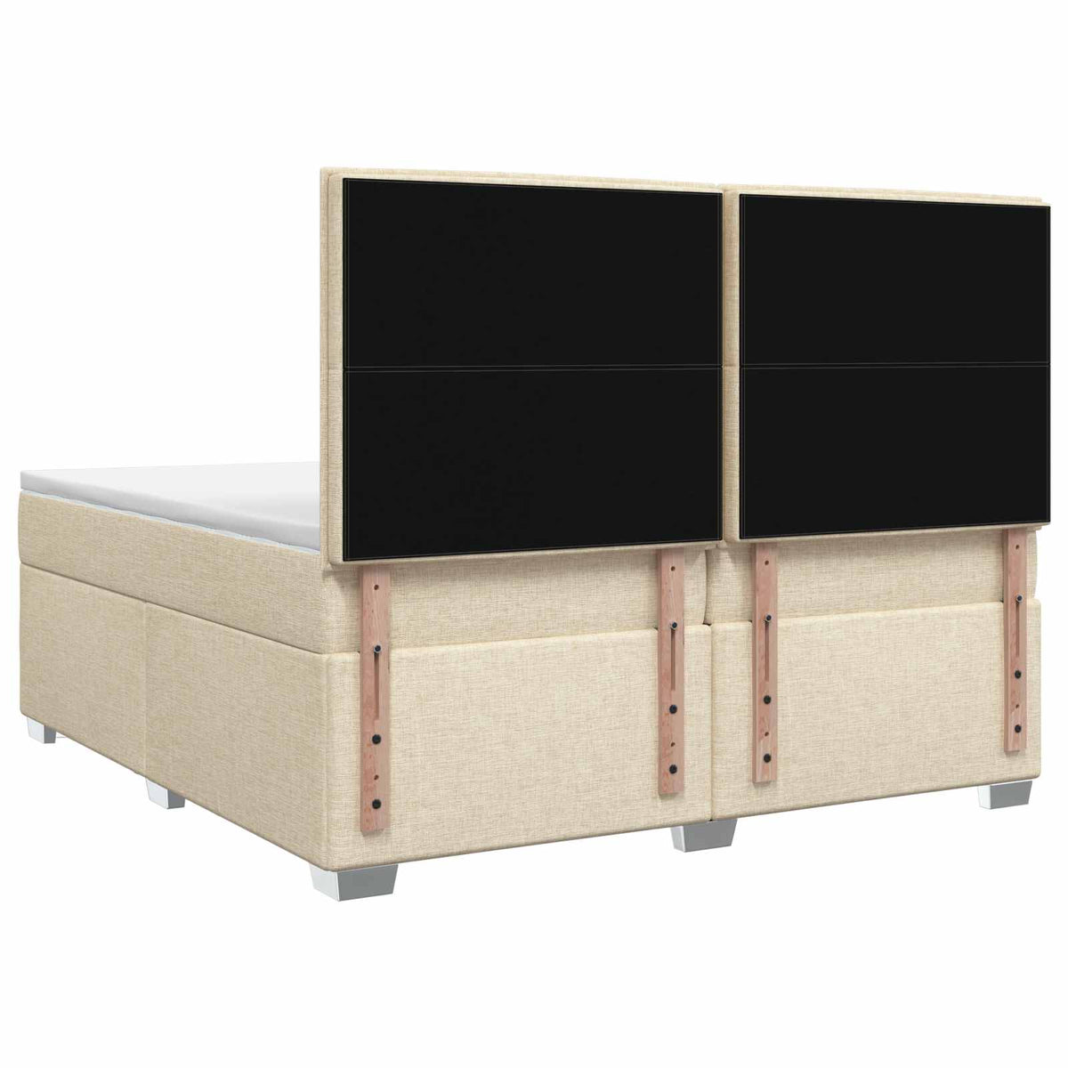 Boxmadras med topmadras Cremefarvet 200 x 200 cm Stof