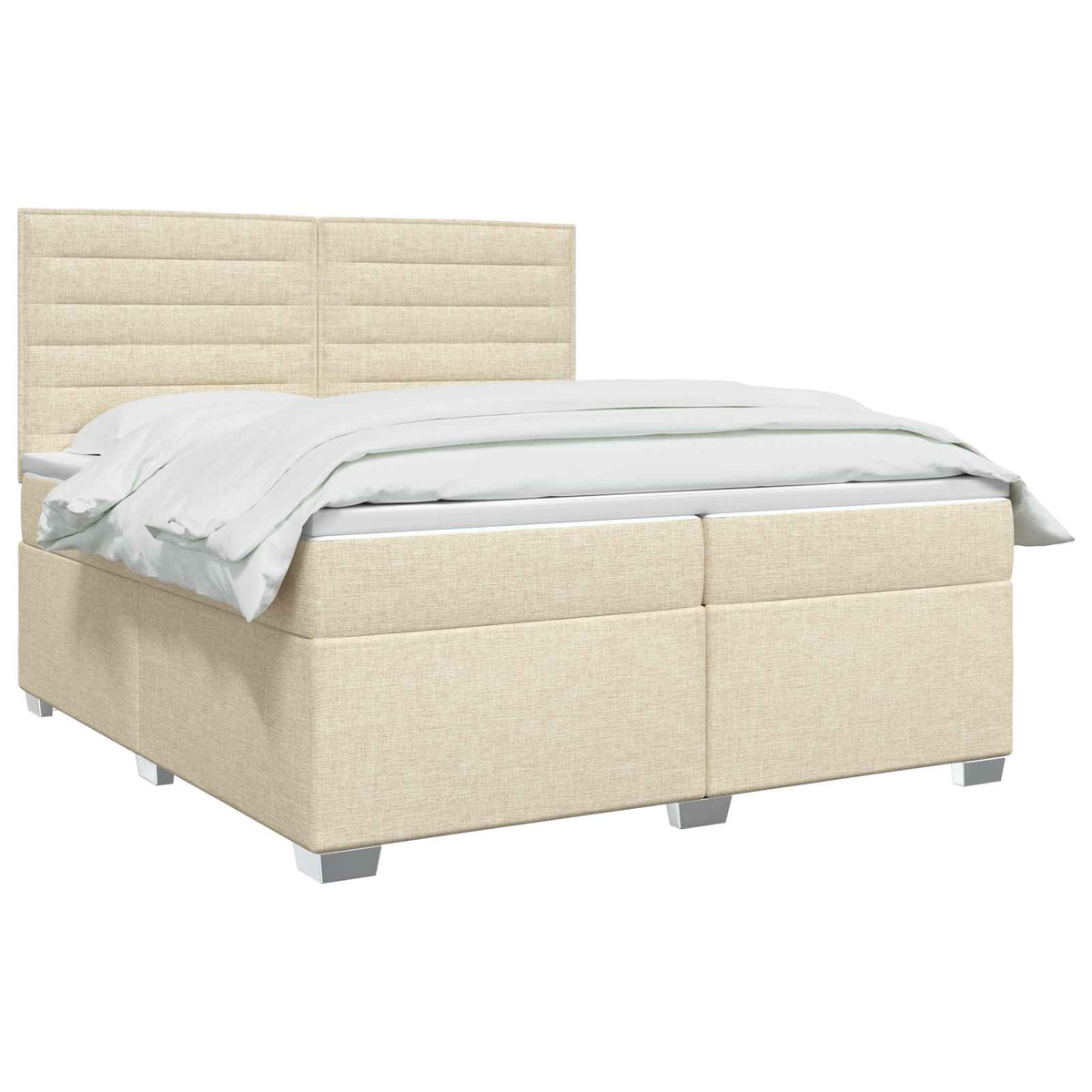 Boxmadras med topmadras Cremefarvet 200 x 200 cm Stof