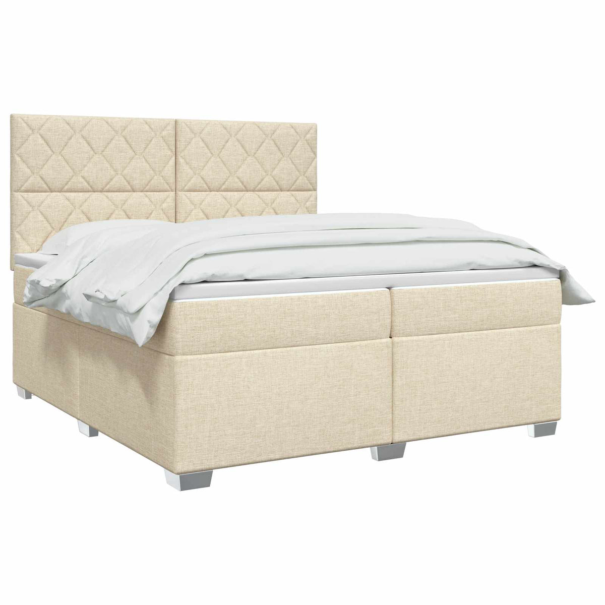 Boxmadras med topmadras Cremefarvet 200 x 200 cm Stof