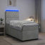 Box Spring Seng med Madras og LED Lysegrå 90 x 190 cm Fløjl