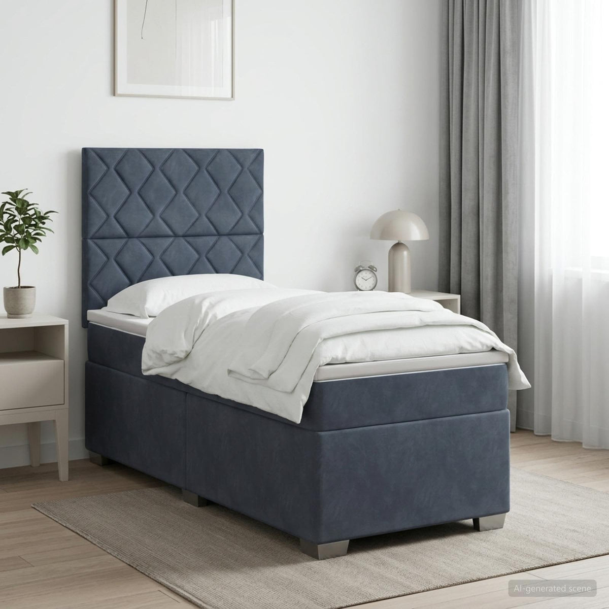 Boxmadras med topmadras Mørkegrå 100 x 200 cm Fløjl