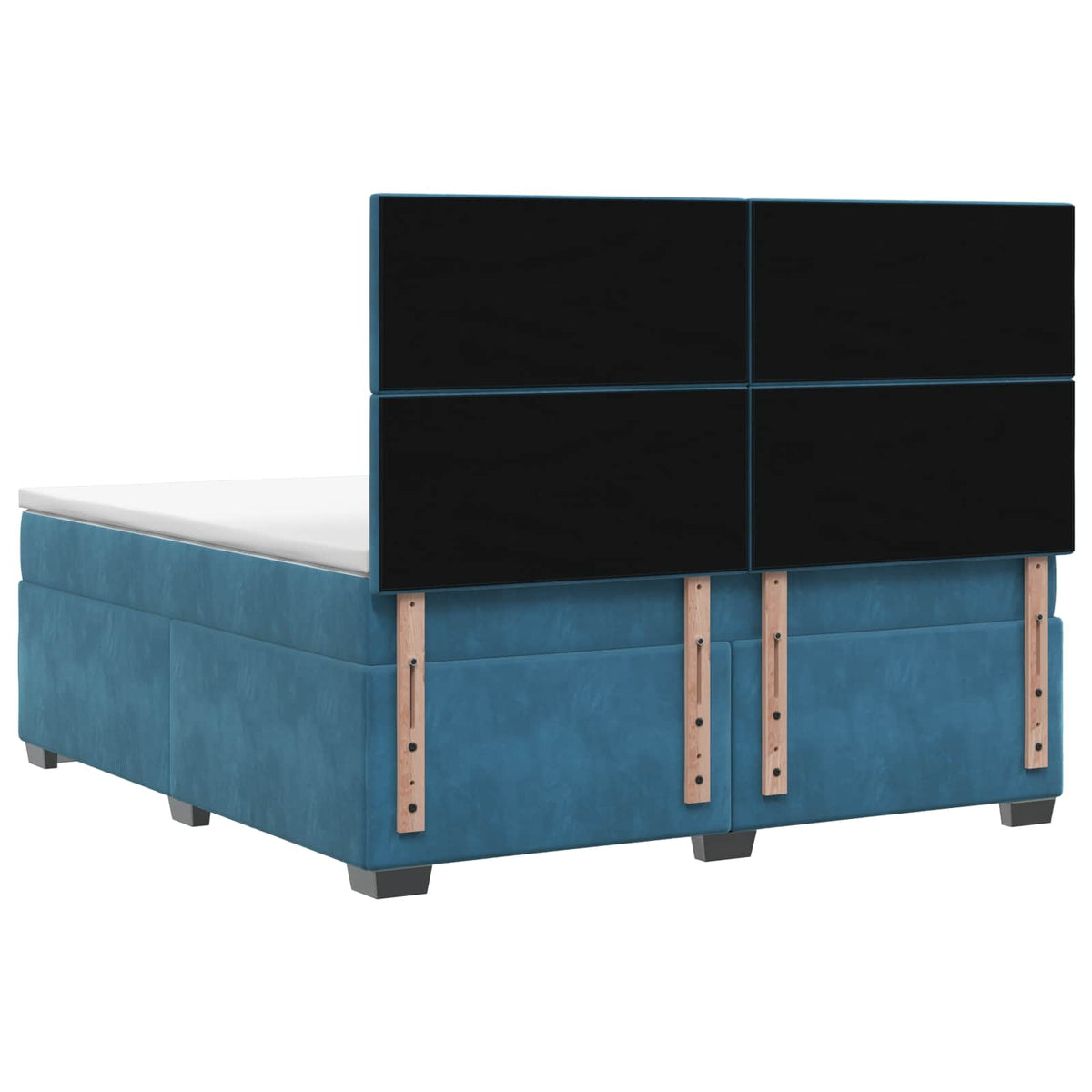 Boxmadras med topmadras med hovedgærde Blå 140 x 200 cm Fløjl