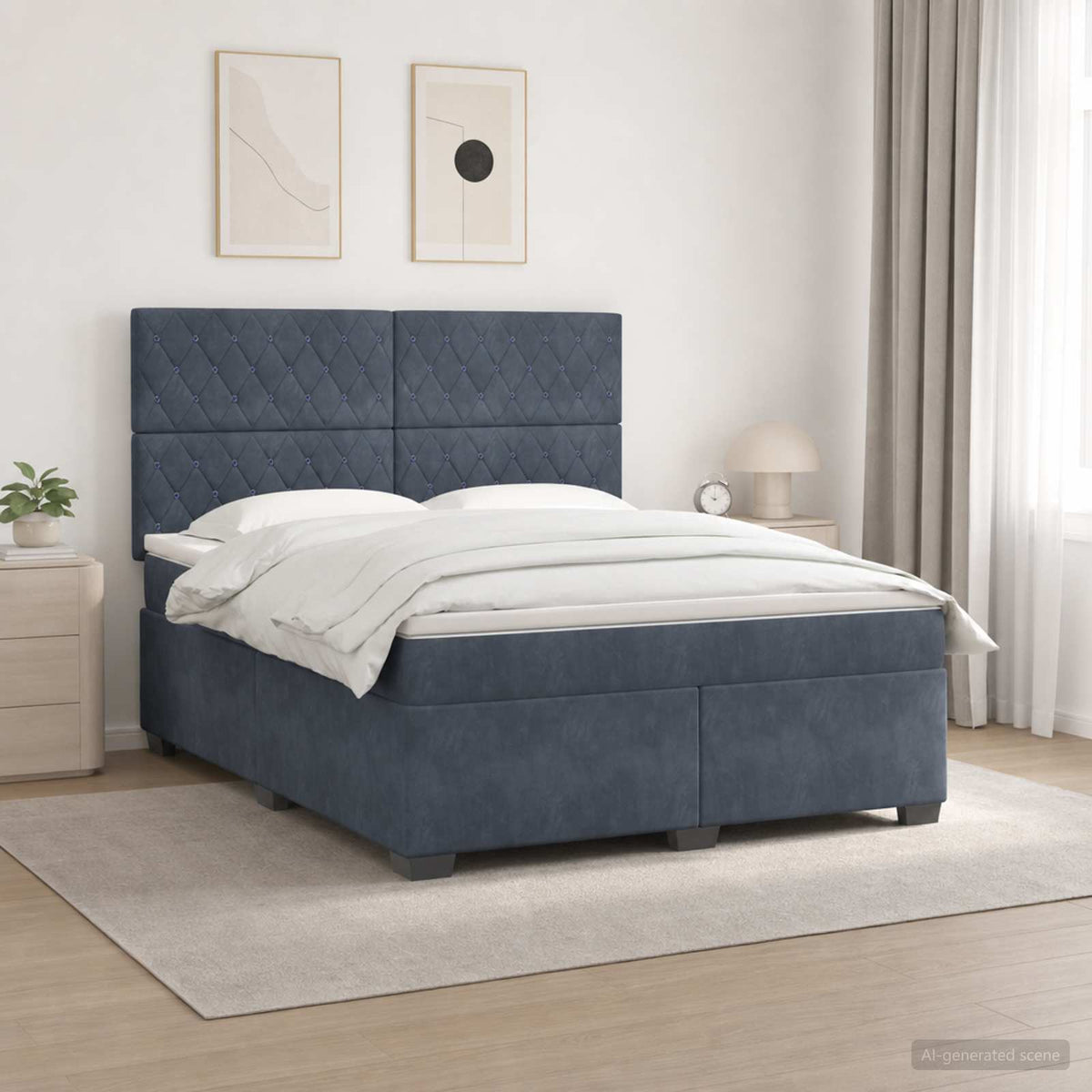 Boxmadras med topmadras Mørkegrå 160 x 200 cm Fløjl
