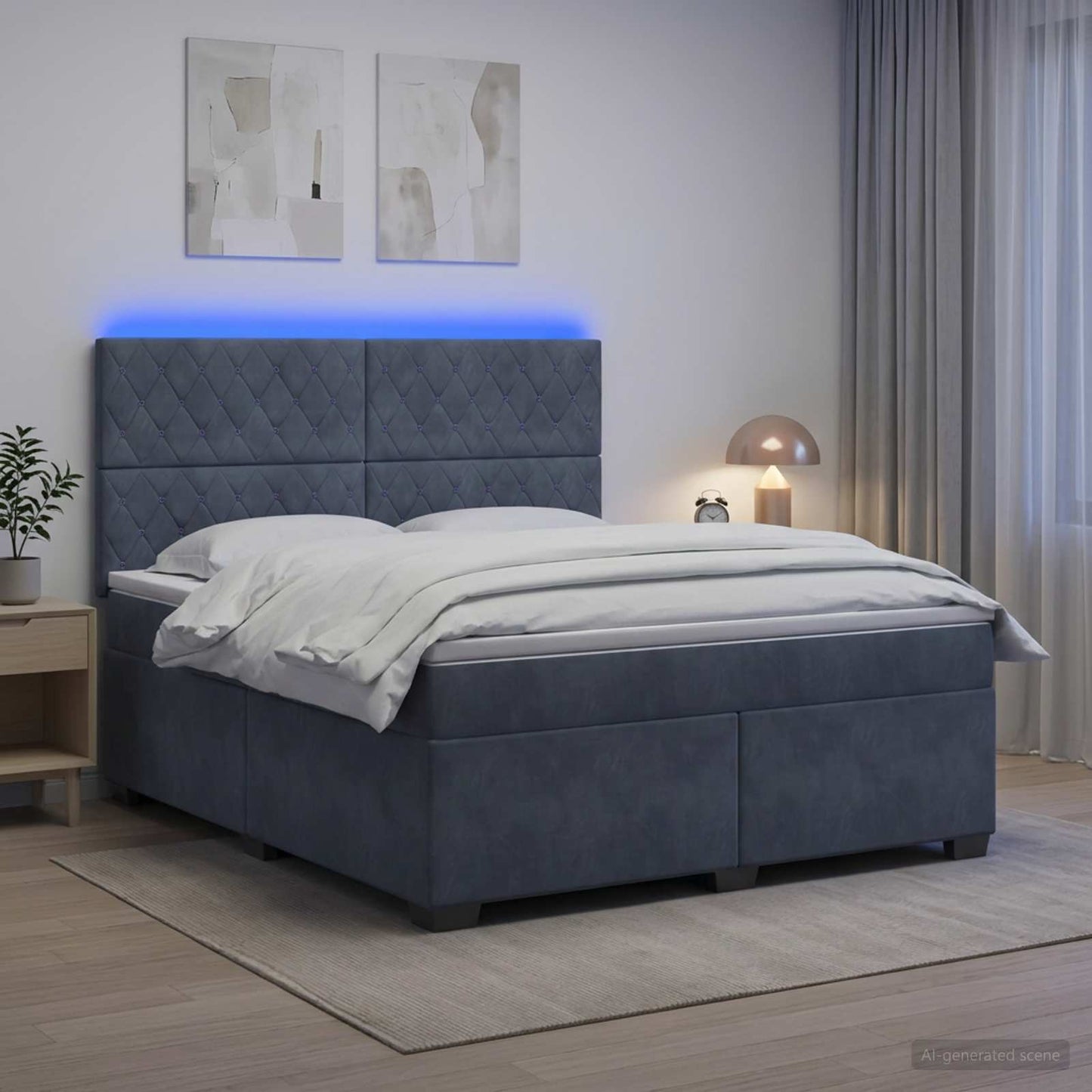 Boxmadras med topmadras Mørkegrå 160 x 200 cm Fløjl