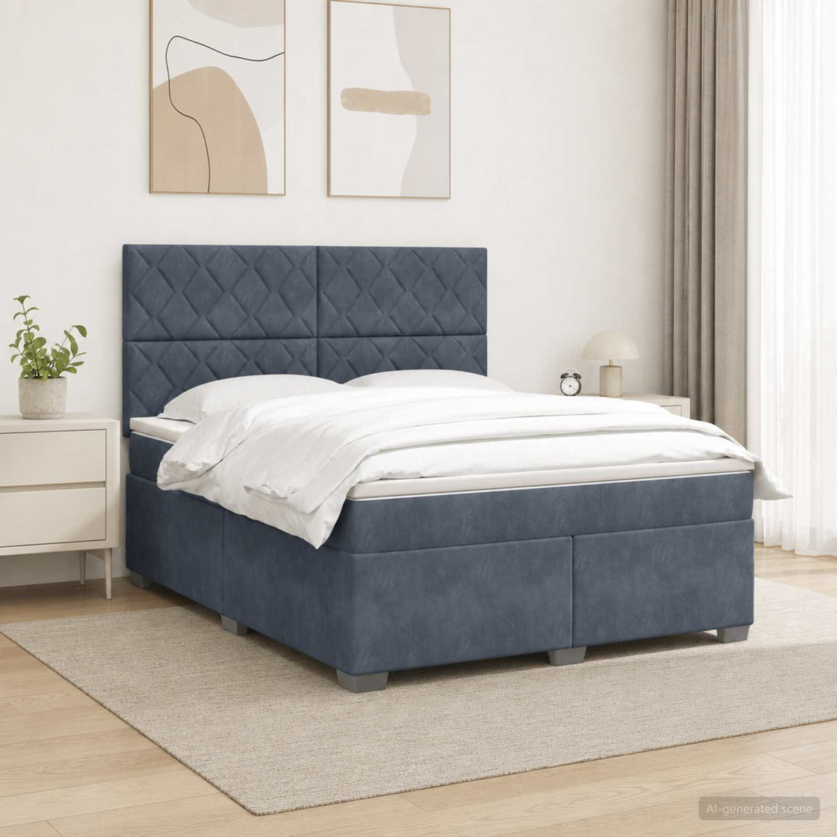 Boxmadras med topmadras Mørkegrå 140 x 190 cm Fløjl