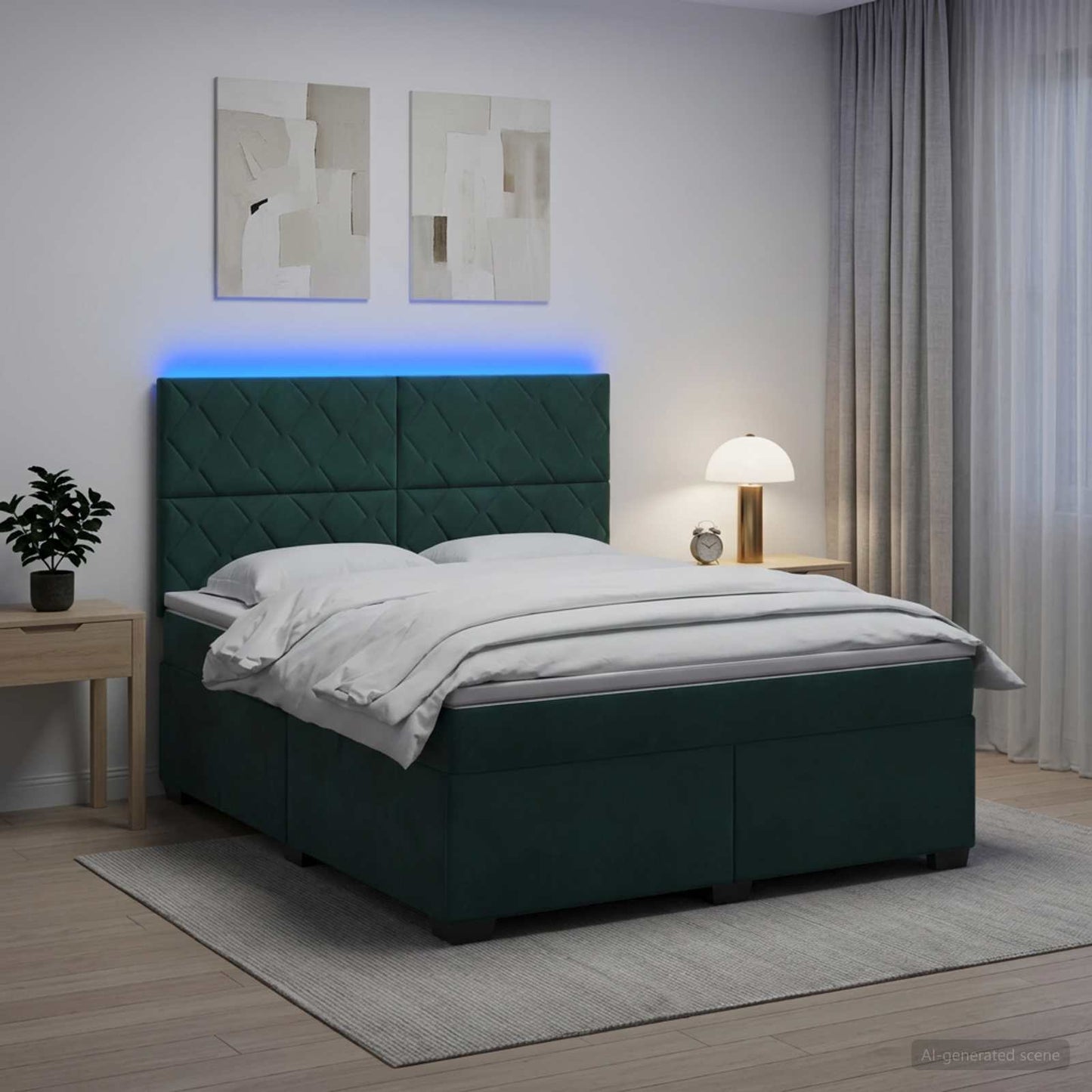 Boxmadras med topmadras Mørkegrøn 160 x 200 cm Fløjl