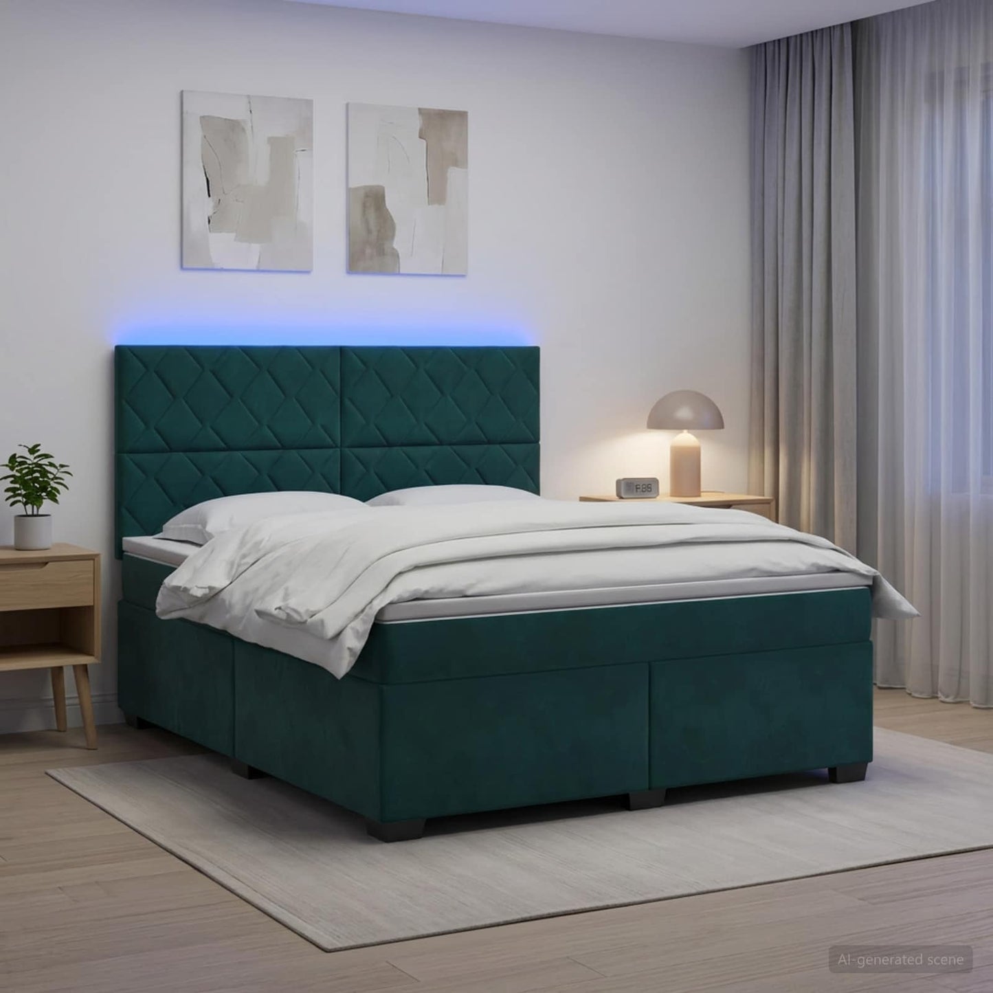 Boxmadras med topmadras Mørkegrøn 160 x 200 cm Fløjl