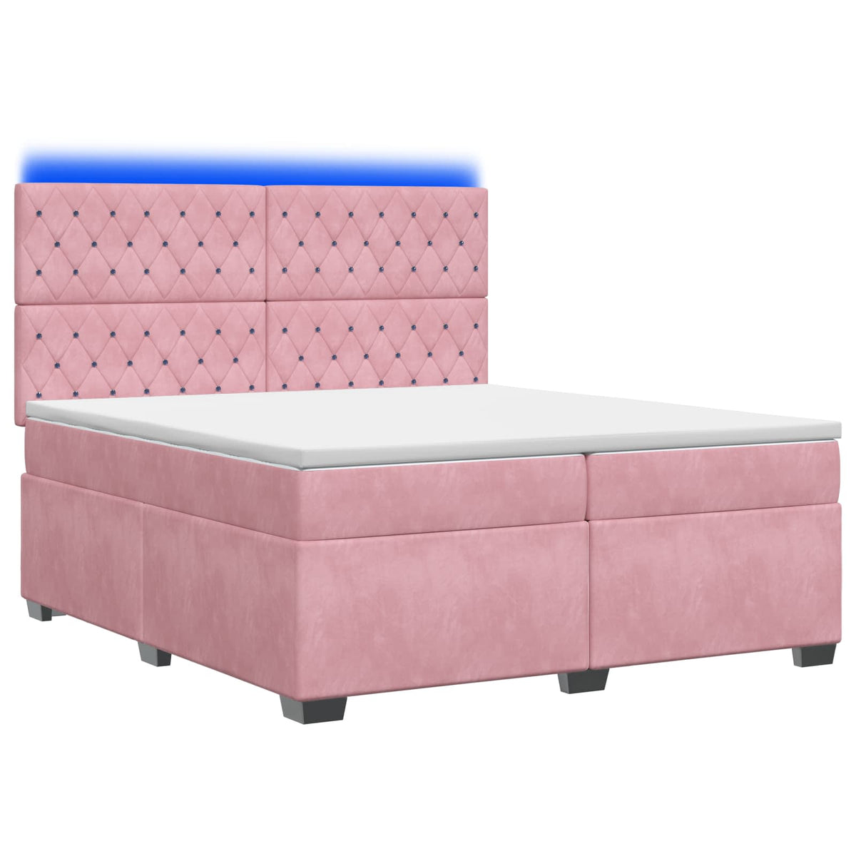 Boxmadras med topmadras Lyserød 200 x 200 cm Fløjl