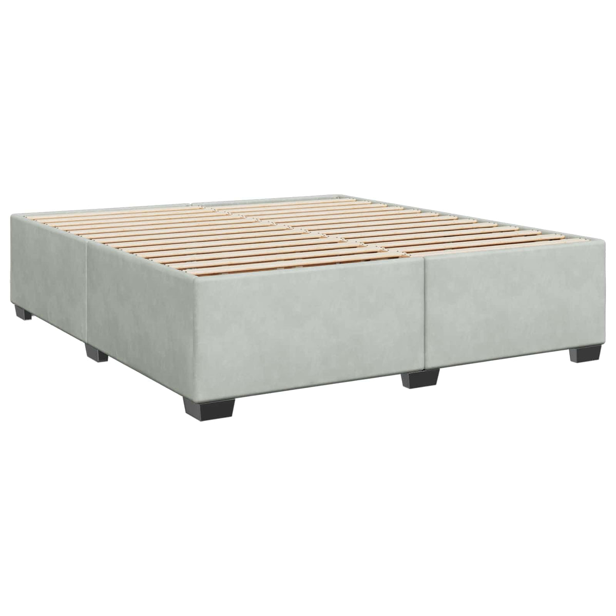 Boxmadras med topmadras Lysegrå 200 x 200 cm Fløjl