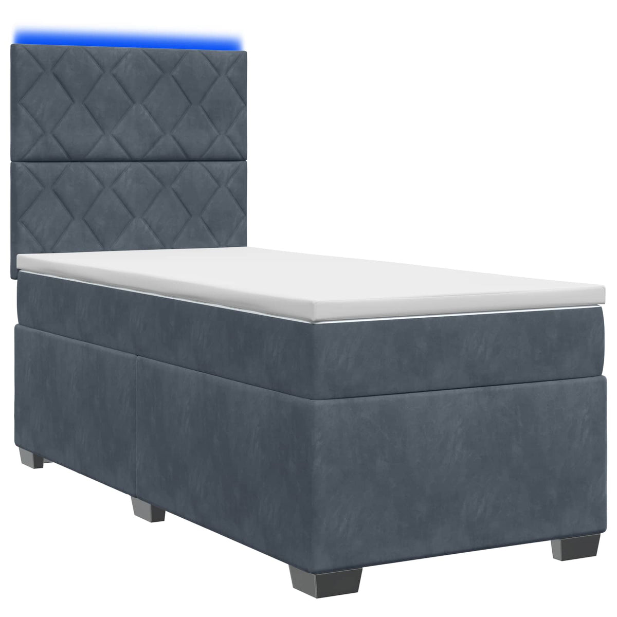 Box Spring Seng med Madras og LED Mørkegrå 90 x 190 cm Fløjl