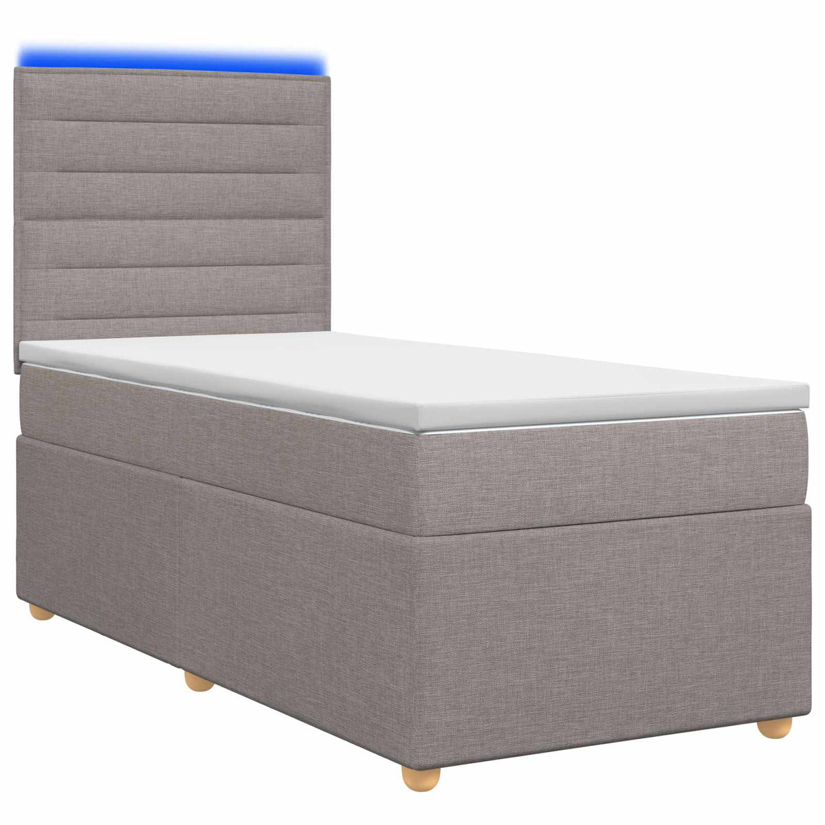 Boxmadras med topmadras med hovedgærde Gråbrun 80 x 200 cm Stof