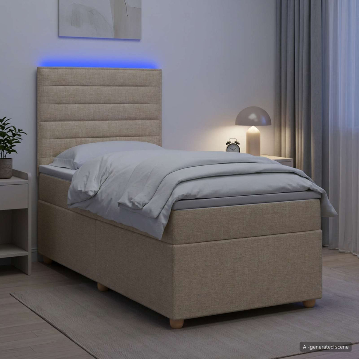 Boxmadras med topmadras Cremefarvet 90 x 190 cm Stof