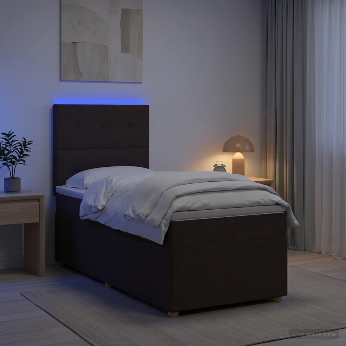 Boxmadras med topmadras Mørk Brun 100 x 200 cm Stof