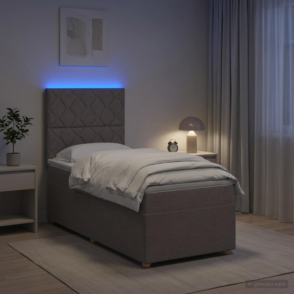 Boxmadras med topmadras Gråbrun 100 x 200 cm Stof