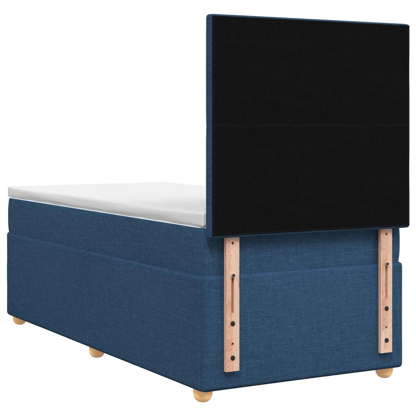 Boxmadras med topmadras med hovedgærde Blå 90 x 190 cm Stof