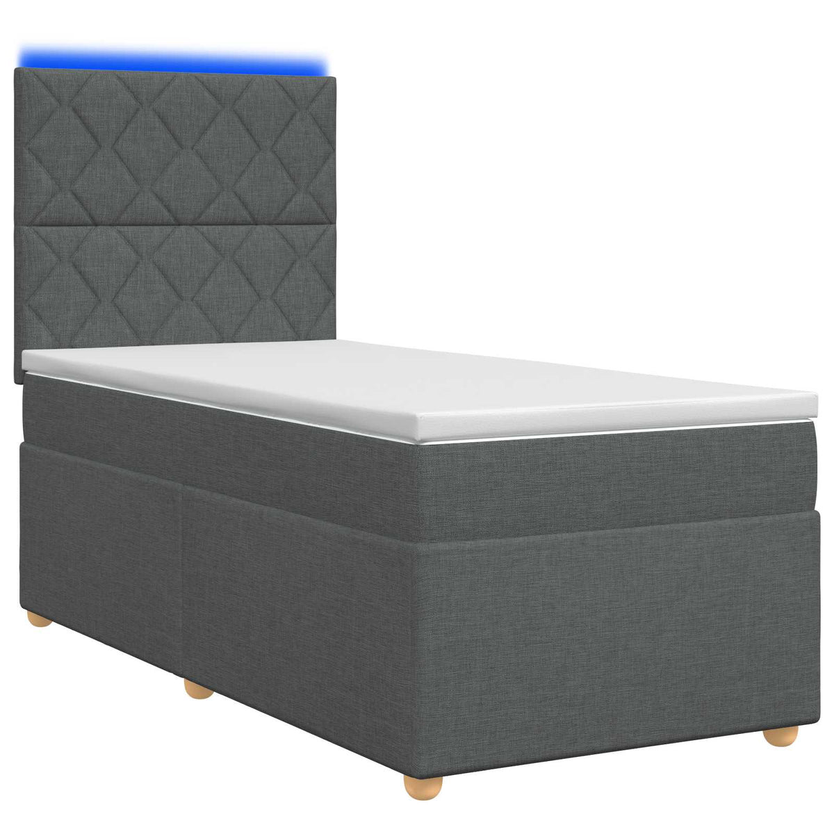Boxmadras med topmadras Mørkegrå 90 x 190 cm Stof