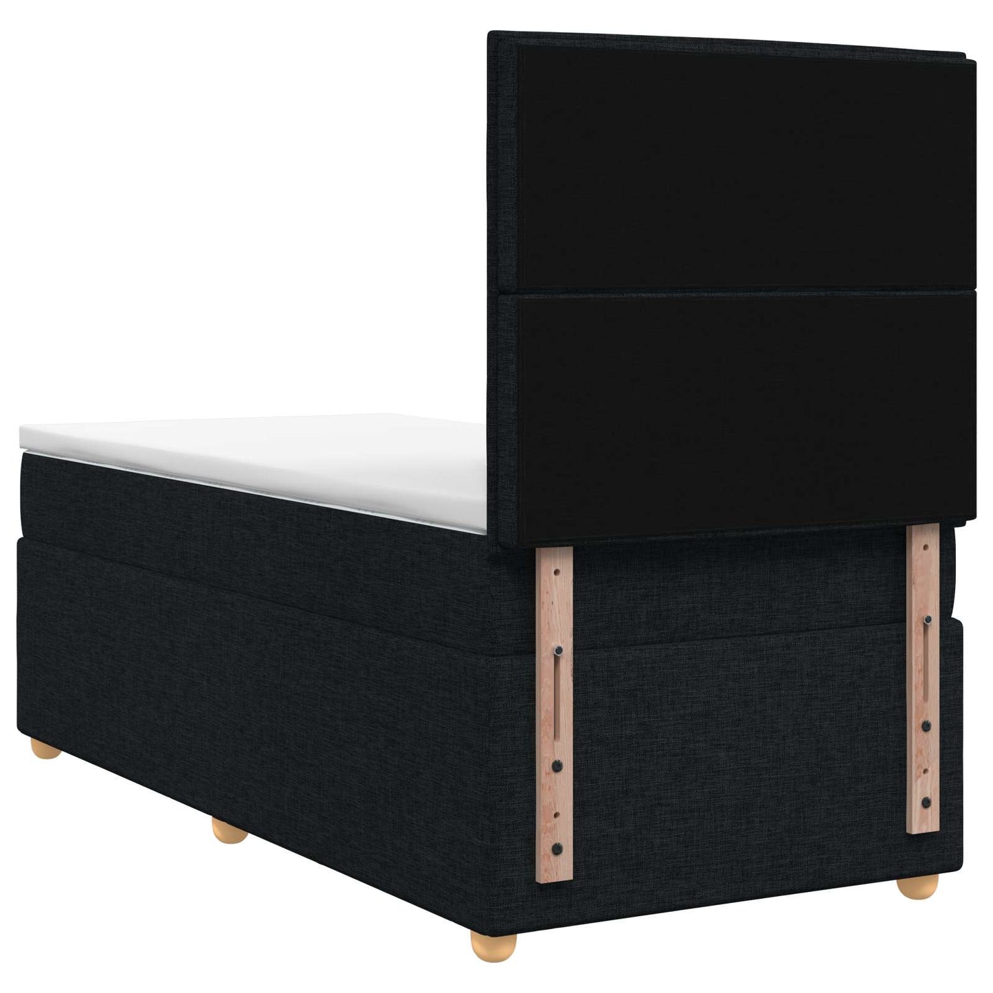 Boxmadras med topmadras med hovedgærde Sort 90 x 190 cm Stof