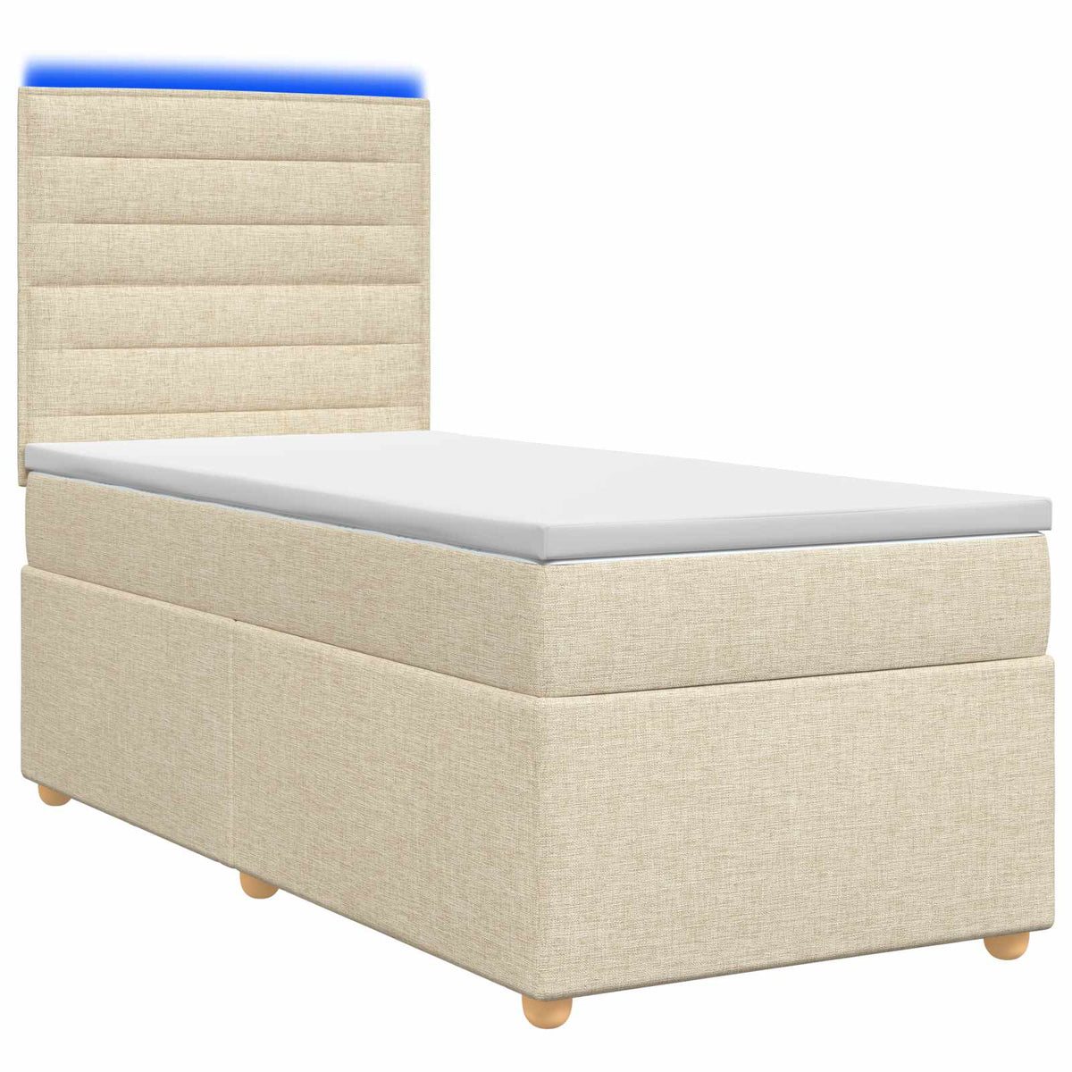 Boxmadras med topmadras Cremefarvet 90 x 200 cm Stof