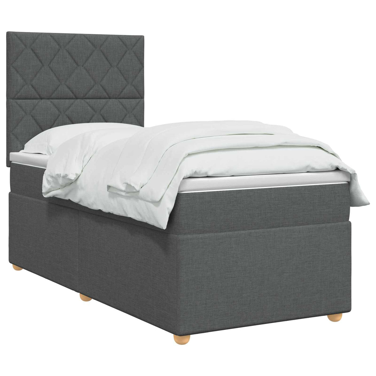 Boxmadras med topmadras Mørkegrå 90 x 200 cm Stof