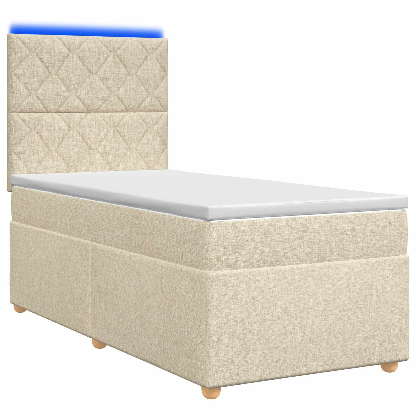 Boxmadras med topmadras Cremefarvet 90 x 200 cm Stof