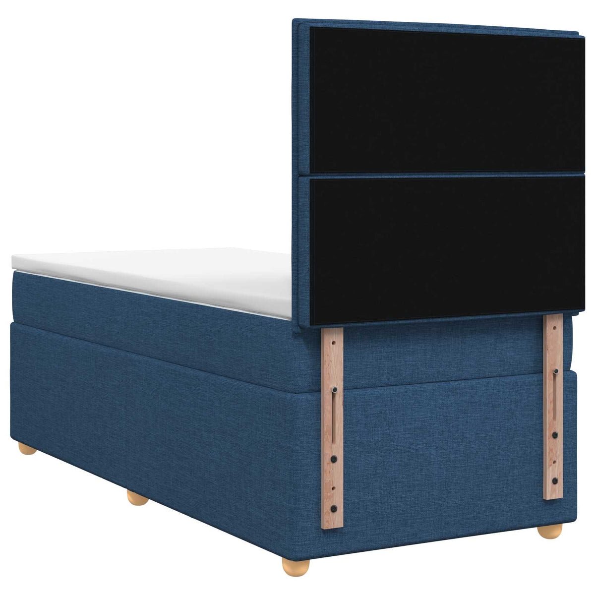 Boxmadras med topmadras med hovedgærde Blå 90 x 200 cm Stof