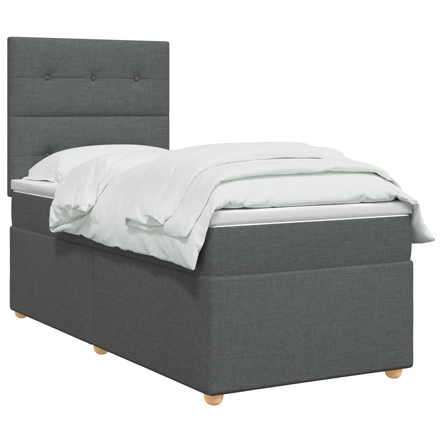 Boxmadras med topmadras Mørkegrå 100 x 200 cm Stof