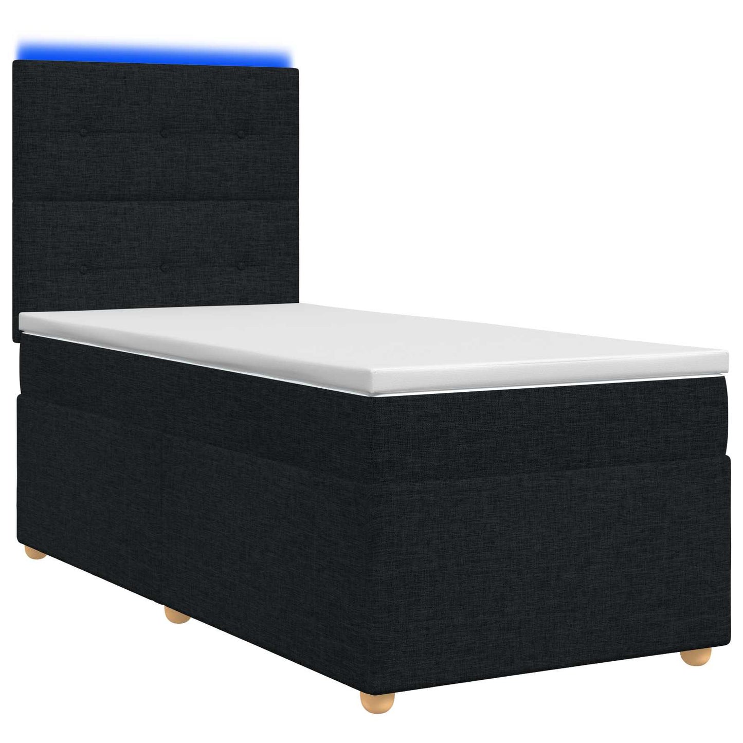 Boxmadras med topmadras med hovedgærde Sort 100 x 200 cm Stof