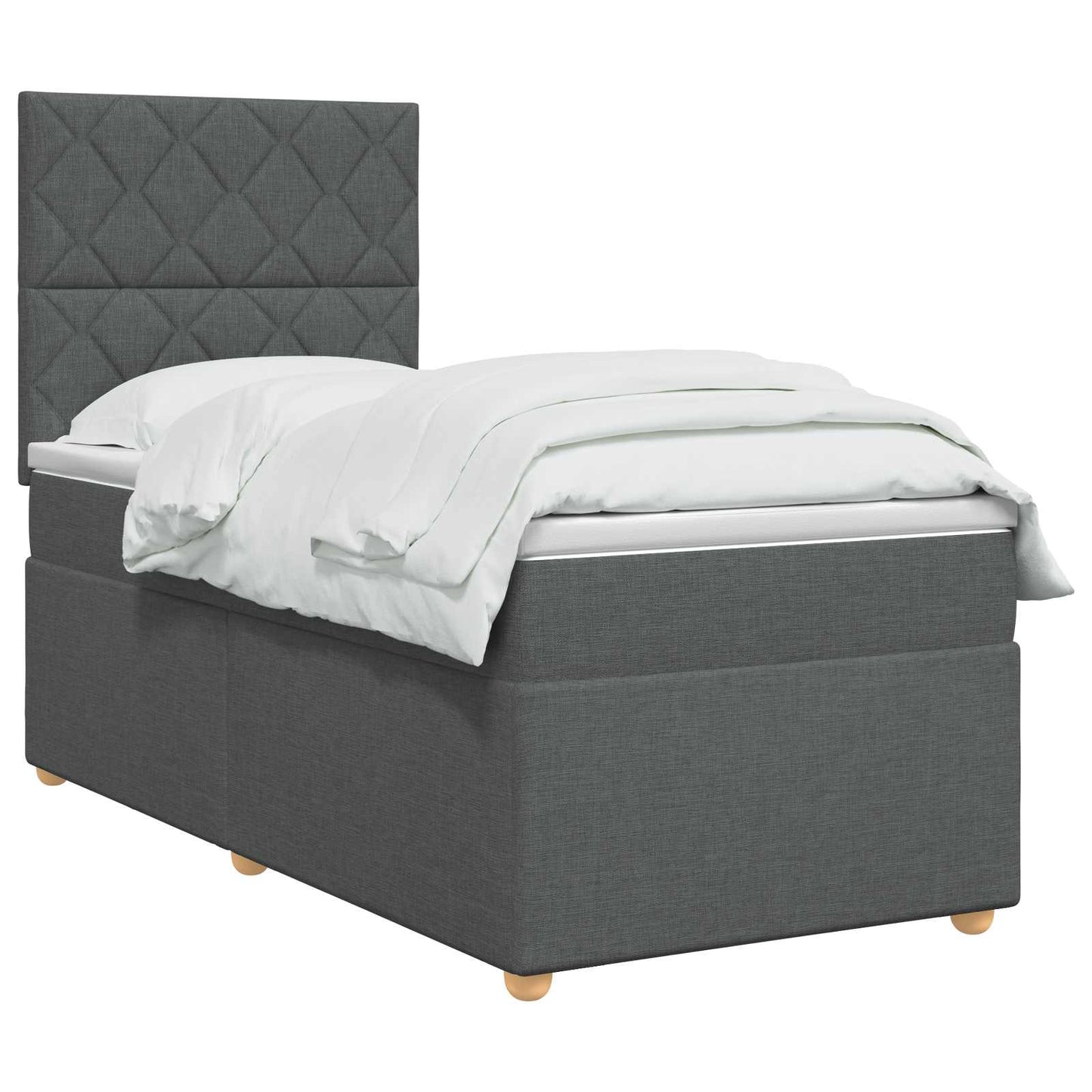 Boxmadras med topmadras Mørkegrå 100 x 200 cm Stof