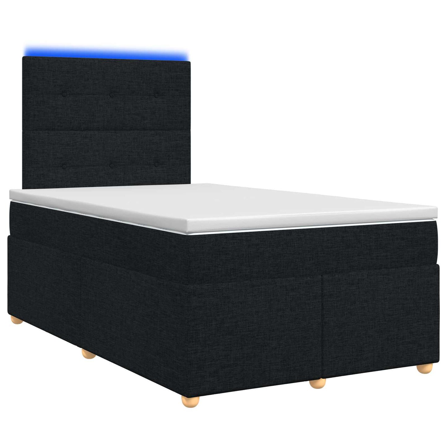 Boxmadras med topmadras med hovedgærde Sort 120 x 190 cm Stof