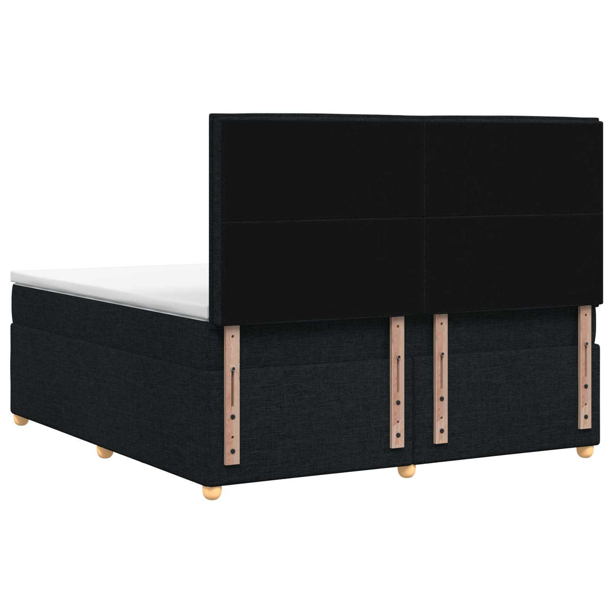 Boxmadras med topmadras med hovedgærde Sort 140 x 190 cm Stof
