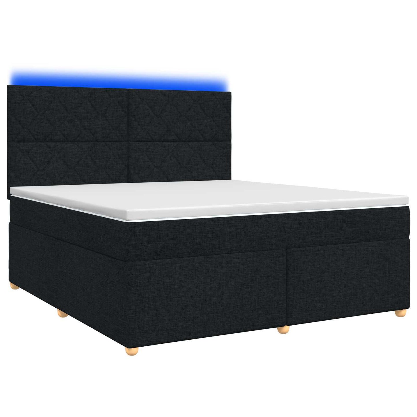 Boxmadras med topmadras med hovedgærde Sort 140 x 200 cm Stof