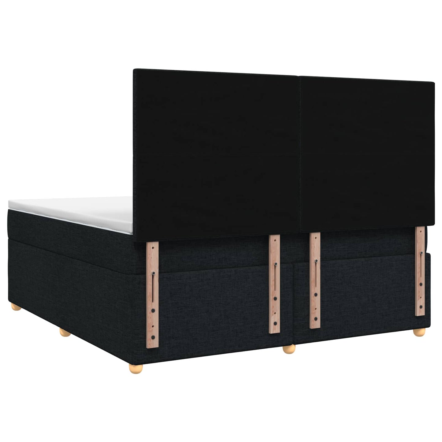 Boxmadras med topmadras med hovedgærde Sort 180 x 200 cm Stof