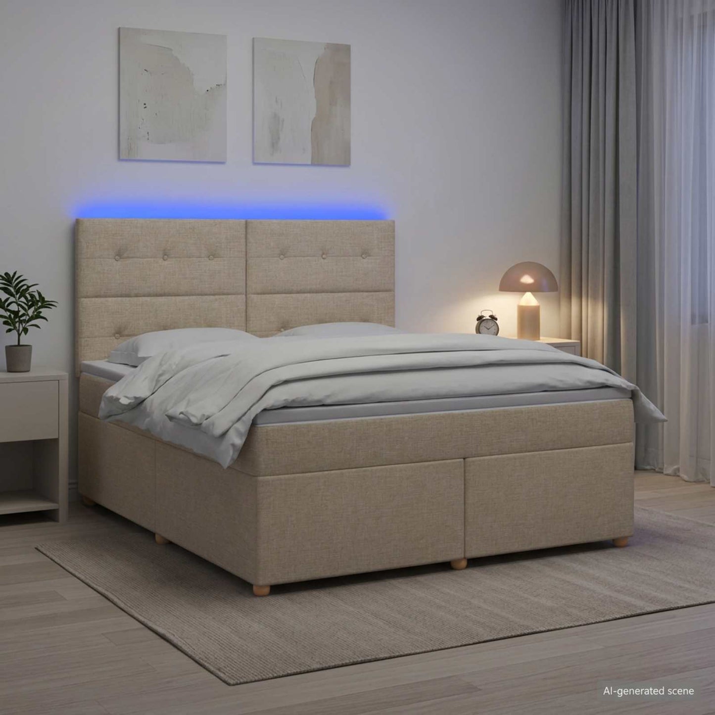 Boxmadras med topmadras Cremefarvet 140 x 190 cm Stof
