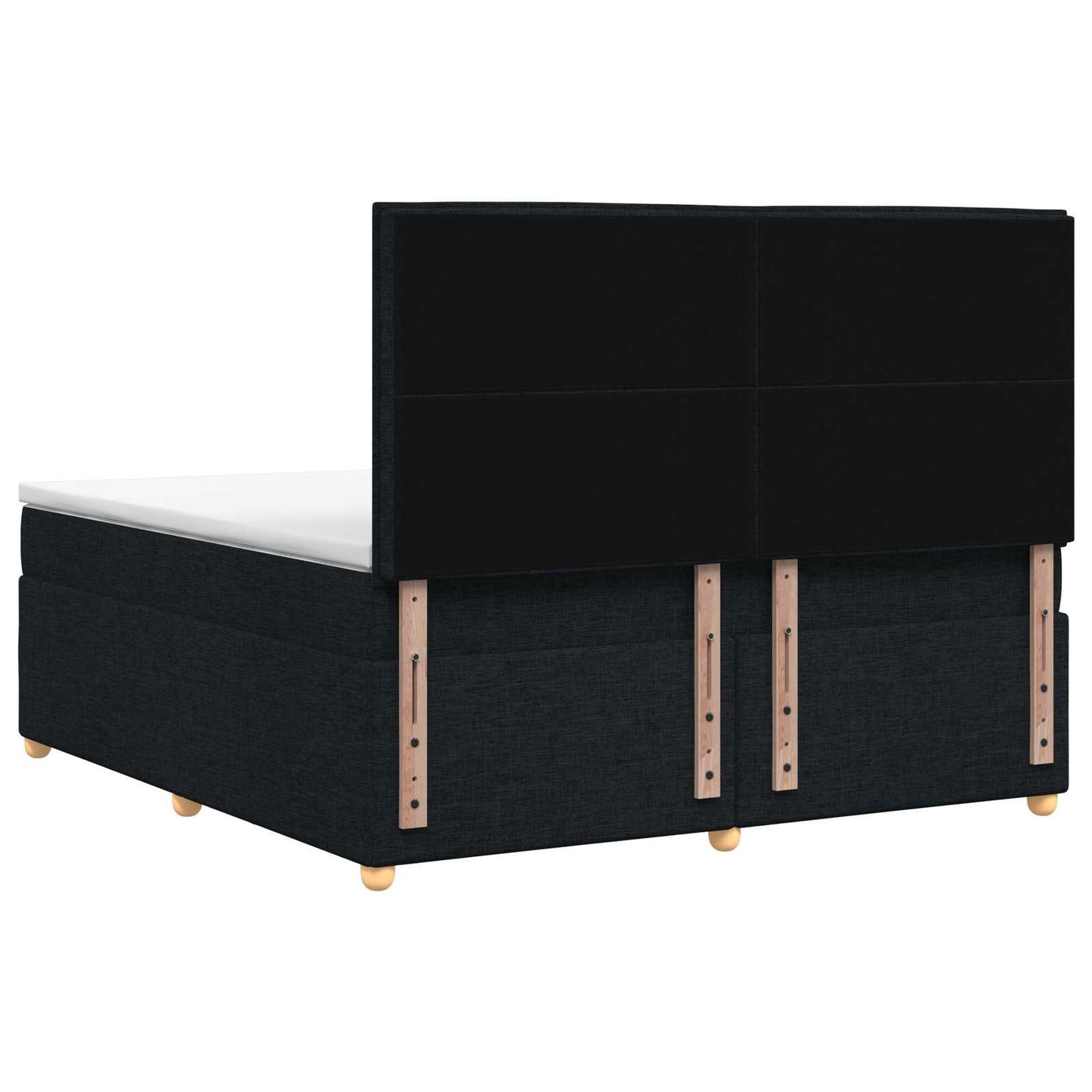 Boxmadras med topmadras med hovedgærde Sort 180 x 200 cm Stof