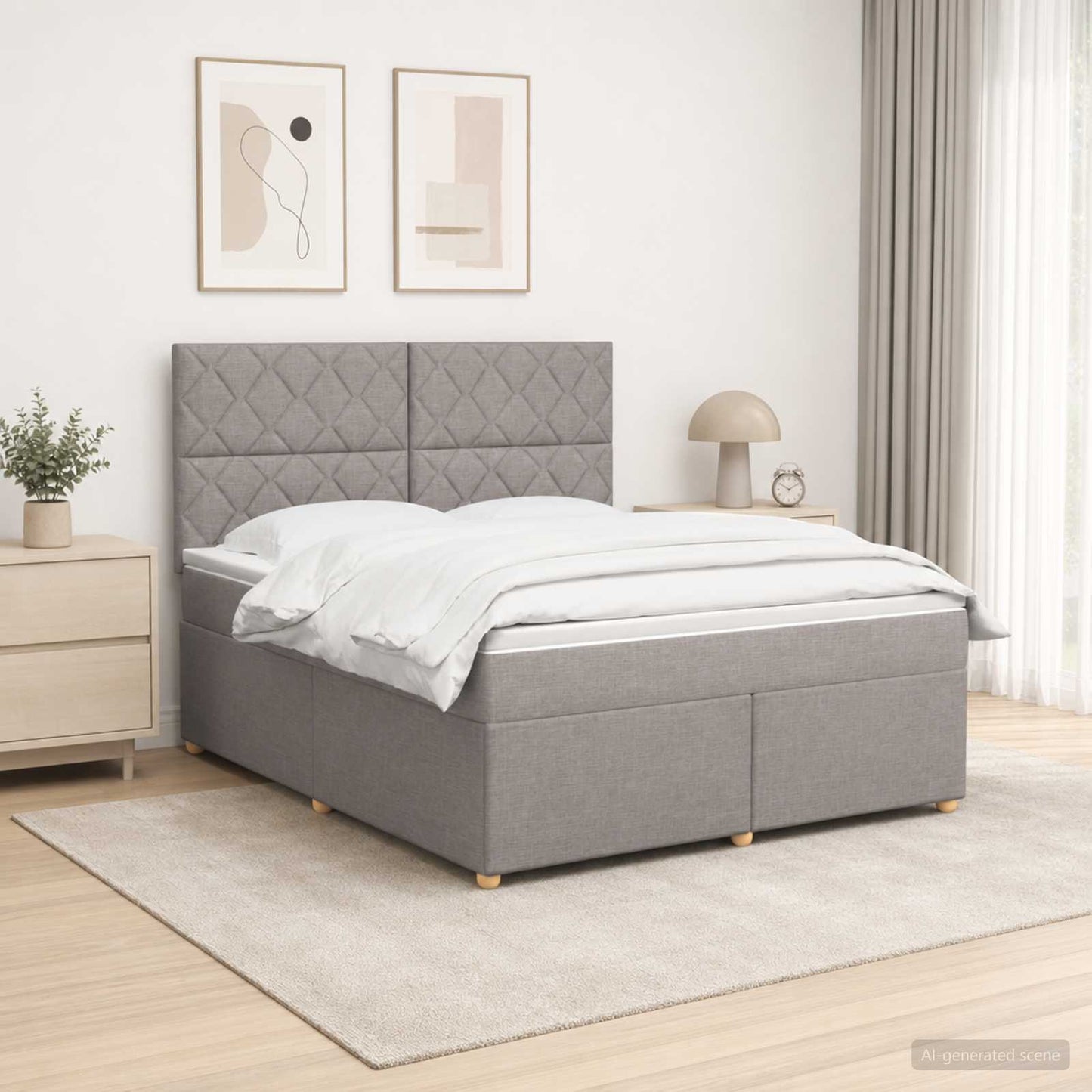 Boxmadras med topmadras Gråbrun 160 x 200 cm Stof
