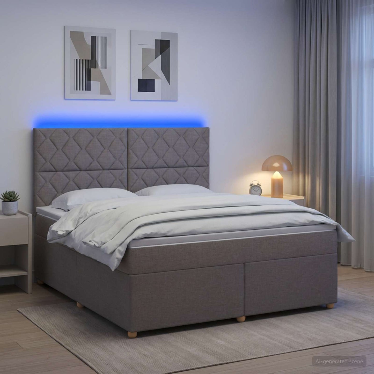 Boxmadras med topmadras Gråbrun 140 x 200 cm Stof